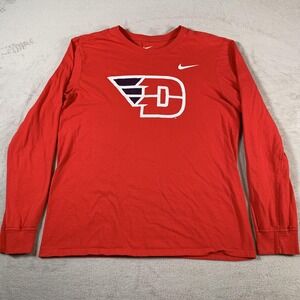Nike Red Long Sleeve Tee with White and Navy Graphic - Dayton Flyers